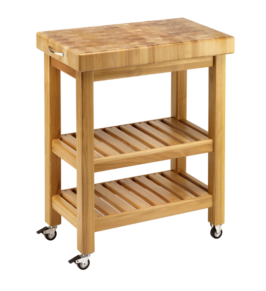 Carrello da cucina in legno massello con ruote